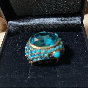 HEIDI DAUS NWT Turquoise Swarovski Crystal Snake Statement Ring 🩵Size 7
